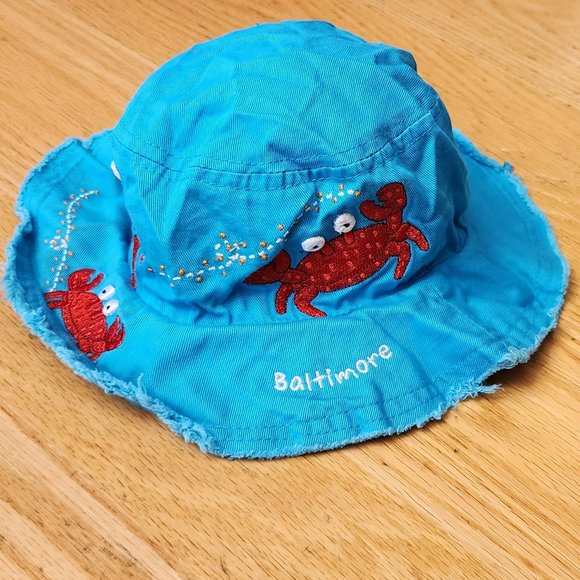 NWOT Kid Tees Aqua Baltimore Crab Bucket Hat Size 6-12 Months - Picture 7 of 12
